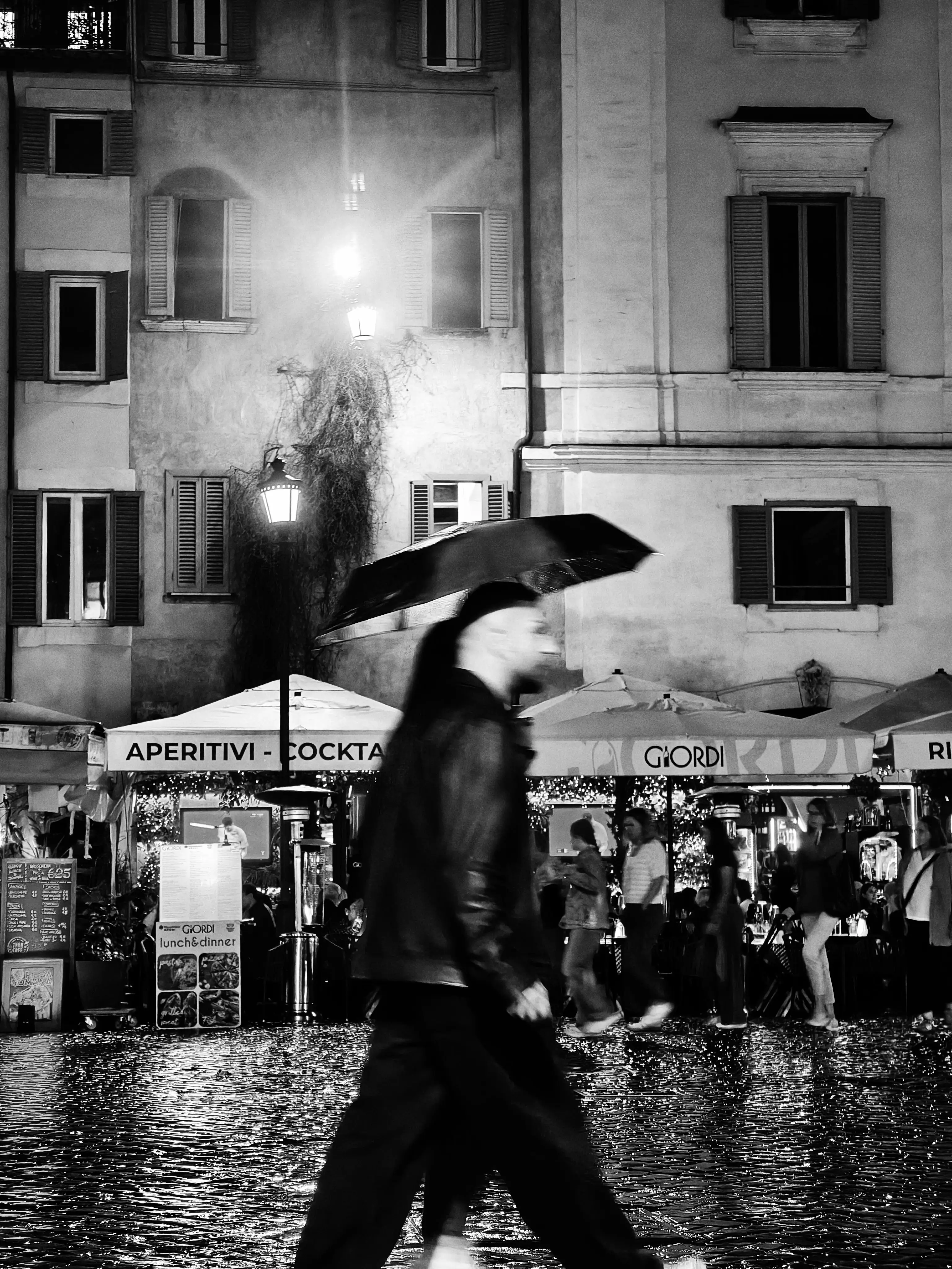 дождь на площади Campo de' Fiori